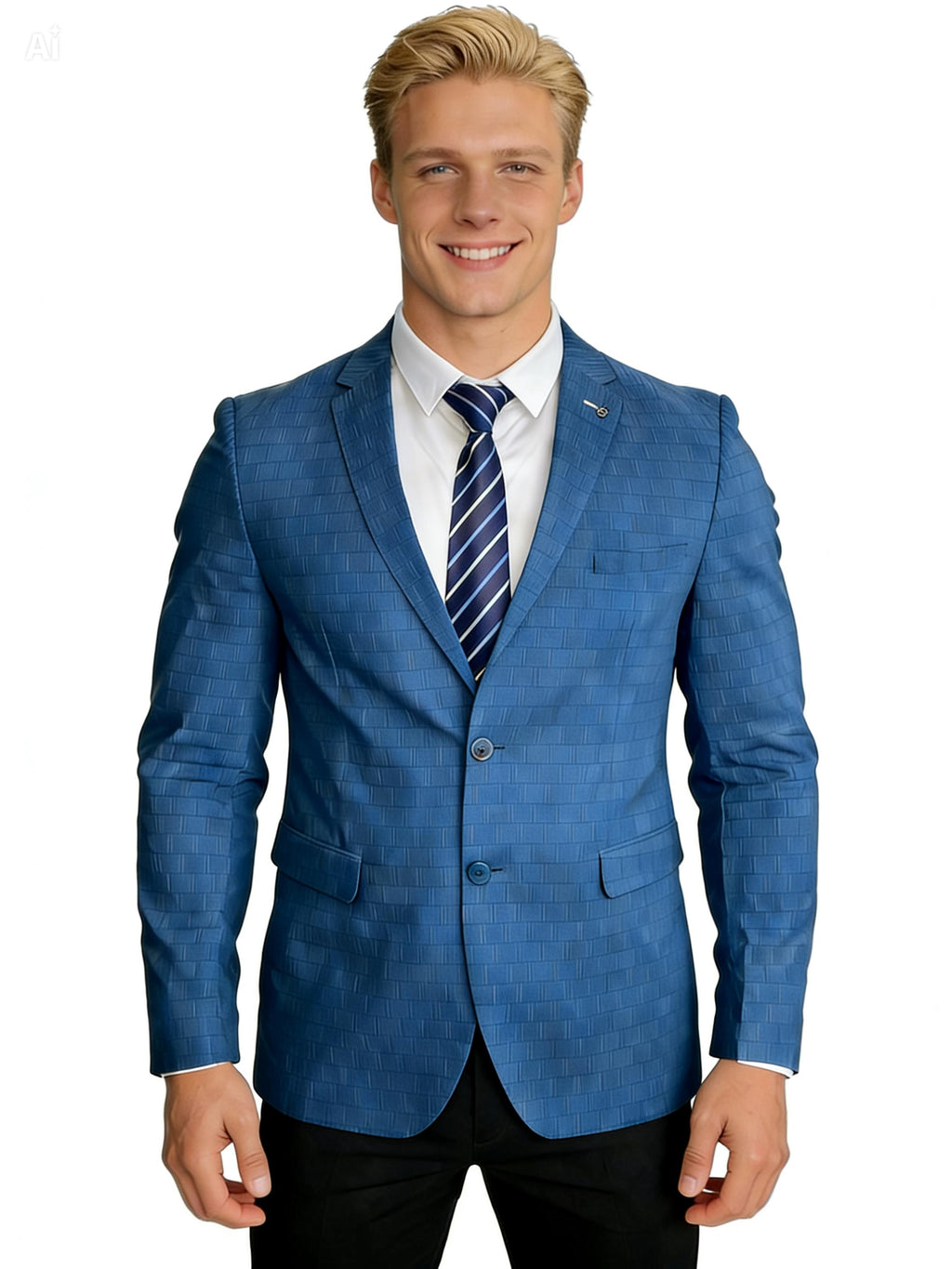 Men’s Steel Blue Textured Slim Fit Blazer