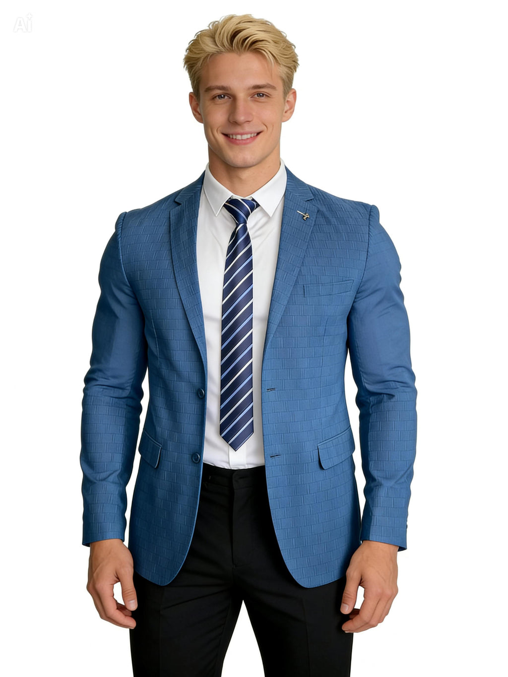 Men’s Steel Blue Textured Slim Fit Blazer