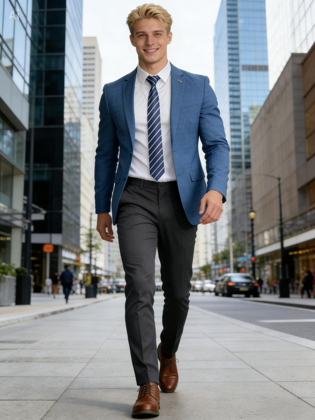 Men’s Steel Blue Textured Slim Fit Blazer