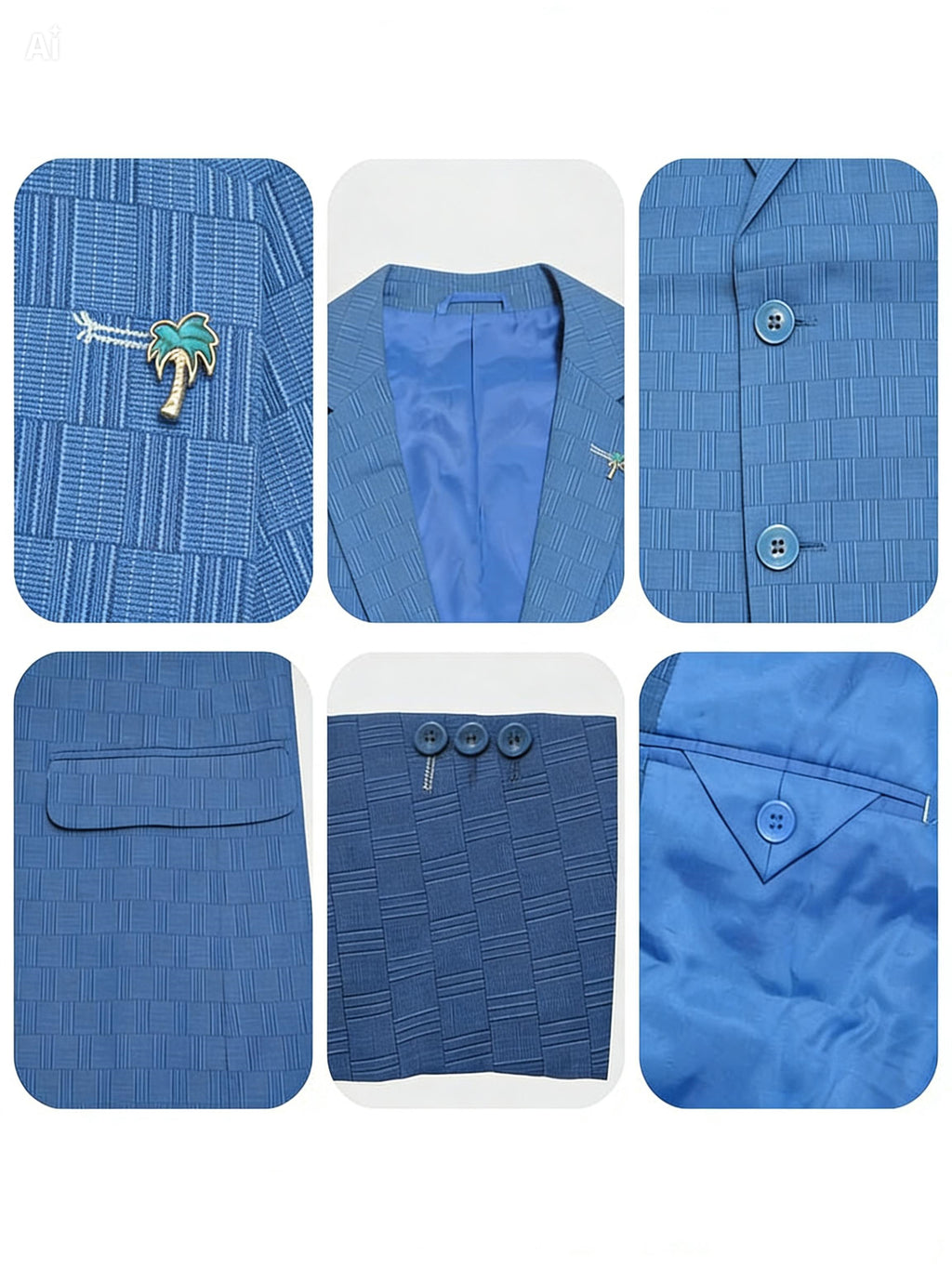 Men’s Steel Blue Textured Slim Fit Blazer
