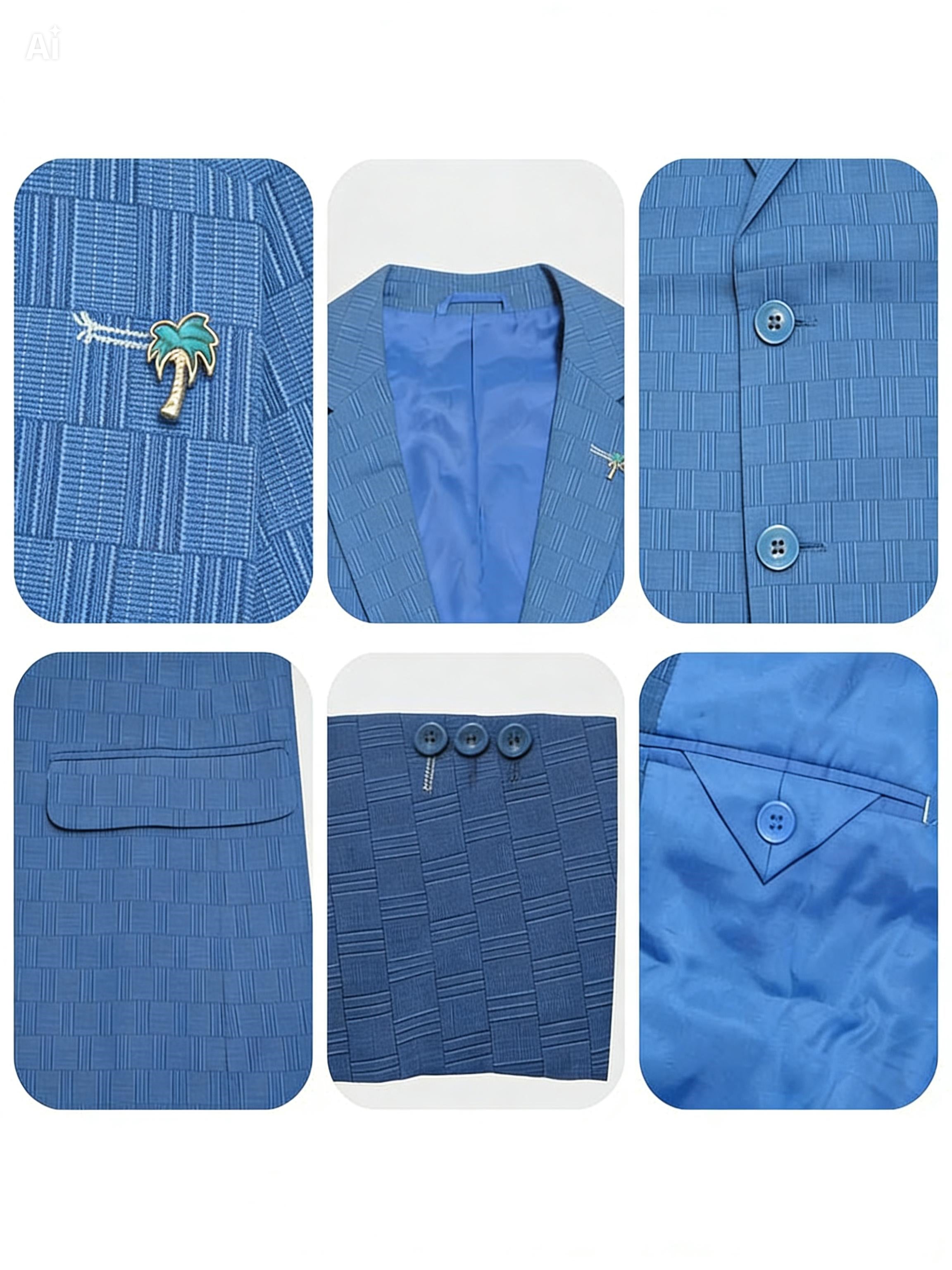 Men’s Steel Blue Textured Slim Fit Blazer